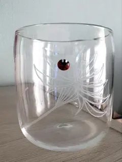 立体ガラス てんとう虫 花柄 グラス コップ ハンドメイド レトロ