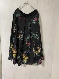 【StyleNote 】 花柄フレアスカート /黒、ブラック