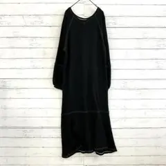 チャオパニックティピー ロングワンピース リブニット Vネック 切り替えデザイン