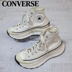 【美品】24.5 CONVERSE 韓国 厚底 ホワイト ハイカットスニーカー