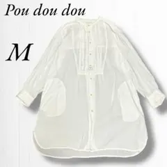 《プードゥドゥ》長袖シャツ/シアーシャツ/ロング/ノーカラー/膝上/ゆるふわ/M