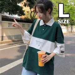 ポロシャツ レディース ビッグシルエット 韓国 夏服 カジュアル 124-1