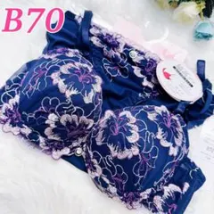 ブラショーツセット♥️B70♥️ネイビー ビジュー 花柄刺繍 フルバック249021