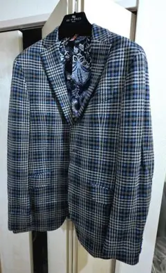 ETRO テーラードジャケット チェック柄 ペイズリー裏地　サイズ48