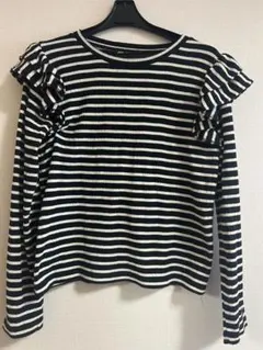 ZARA ストライプ フリル 長袖Tシャツ M