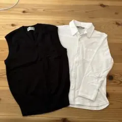 comme ca ism 120cm シャツ 紺色ベストセット　セレモニー用