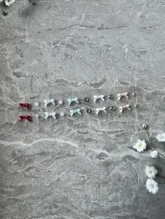 リボン　パール耳ツボジュエリー