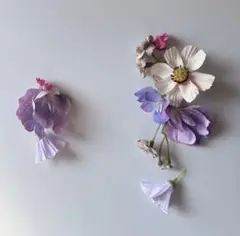 高級造花　アーティフィシャルフラワー　イヤーカフ&ピアス　コスモス