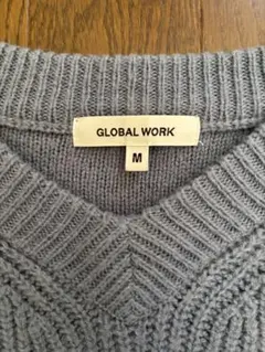 GLOBAL WORK ブルー　Vネックセーター M