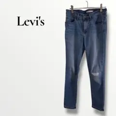 Levi's 711 スキニーデニム 27インチ　インディゴブルー　ダメージ　M