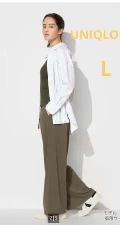 UNIQLO クレープジャージストレートパンツ Lサイズ　オリーブ