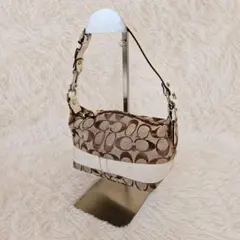 【美品 シグネチャー】コーチ アクセサリーポーチ ワンショルダー ミニバッグ