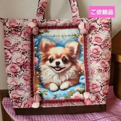 ハンドメイド、チワワパネル生地、ビッグサイズトートバッグ ハンドメイド、チワワパネル生地、ビッグサイズトートバッグ - メルカリ