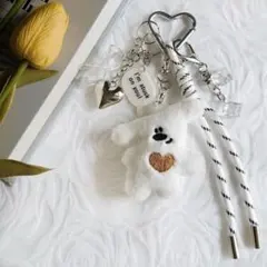 カラビナ付きマスコットキーホルダー じゃらじゃらチャーム ホワイト