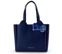 【最終お値下げ】HELLO KITTYレザートートバック タータンチェック紺色