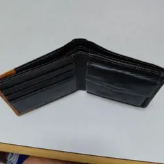 LACOSTE 二つ折り財布 ブラック×ブラウン レザー