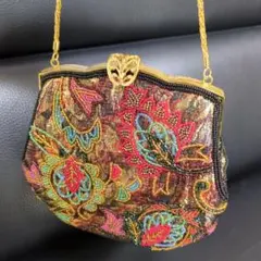 【超美品】ビーズバッグ ビーズパーティーバッグ ビーズ刺繍バッグ
