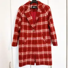 の*さ様 JILLSTUART(ジルスチュアート)シャギー チェック コート 赤