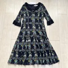 新品 スーパービューティー 花柄 レース ワンピース パワーネット メッシュ