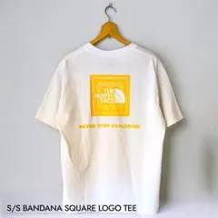 ザ・ノースフェイス　バンダナスクエアロゴ　 半袖Tシャツ 白　ペイズリー　XL