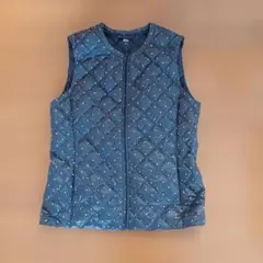 UNIQLO M ネイビー ドット柄 ダウンベスト