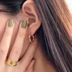 金属アレルギー対応 シルバー925 ワンタッチツイストフープピアス R7P004