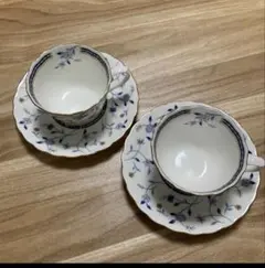 ナルミ NARUMI BONE CHINAカップ&ソーサー 2客セット 花柄美品