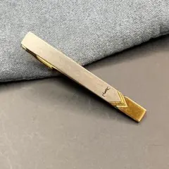 【美品】イヴサンローラン　ネクタイピン　YSLロゴ ゴールド×シルバー×ブラック