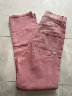 ピンク ストレートデニム パンツ レディースワイドパンツ ハイウエストパンツ
