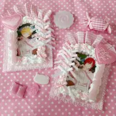 ホイップデコ トレカケース 量産型 リボン 平成女児 ピンク ペア B8 メイド