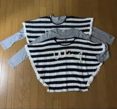 ボーダー柄ラメ入りポンチョ＆長袖ロンT 2着セット（4点セット）160 y2k