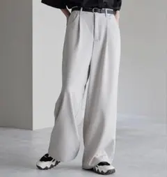 【cussil】TRストレッチルーズシルエットハイウエストストレートパンツ