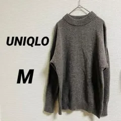 【UNIQLO ユニクロ】 モックネック ブラウン ニット 長袖セーター 防寒