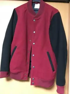 スタジャン 赤 ワインレッド 黒