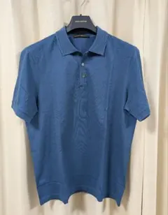 未使用タグ付✨】cruciani リネン100% ニット ポロシャツ 水色50
