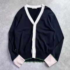 美品 マカフィー ドライコットンVネックカーディガン S ネイビー 24SS