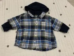 プティマイン　 重ね着風パーカー フード付きシャツ 薄手 長袖トップス 80