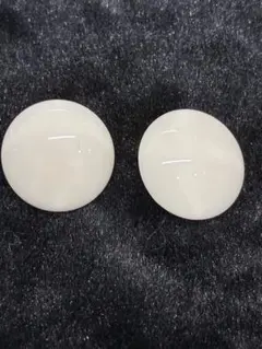 ホワイト 円形 クリップ式イヤリング