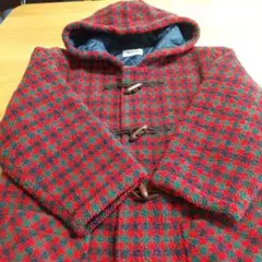 FAMILIAR 赤と緑のチェック ダッフルコート