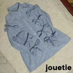 美品 jouetie ジュエティリボンスリーブBIGシャツ ストライプ ブルーのサムネイル