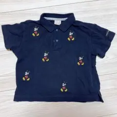 petit main ミッキーマウス刺繍 ポロシャツ ネイビー