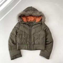 極暖SLY 新品未使用ファーフードミリタリーダウンジャケットグランジNB3Y2K マルチWayフード付きファーダウンジャケット[kd81] | レディース