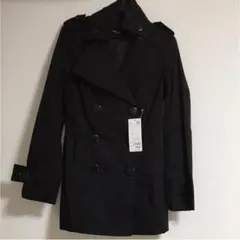 送料込み 匿名配送 未使用 タグつき トレンチコート ブラック 黒 トレンチ