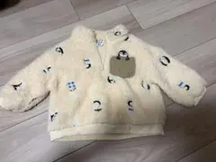 ボアジャケット　ペンギン柄　95 ベビーキッズ　アウター