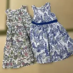 3-4 yrs ロンドン柄 ノースリーブ ワンピース 2枚セットのサムネイル