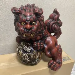 美品♪ 九谷焼　赤獅子　置物