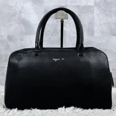 極美品 アニエスベー レザー ハンドバッグ ゴールド金具 ファスナー 黒