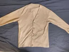無印良品　ベージュ リブ編み ボタン付きカーディガン　春