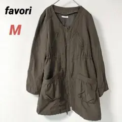 ノーカラージャケット　ミリタリージャケット　コート　ジップアップ　ブラウン　絞り