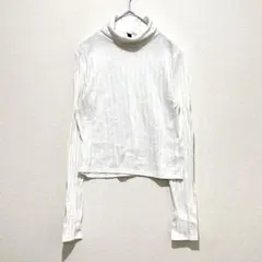 H&M DIVIDED 【M】 タートルネック リブカットソー ホワイト